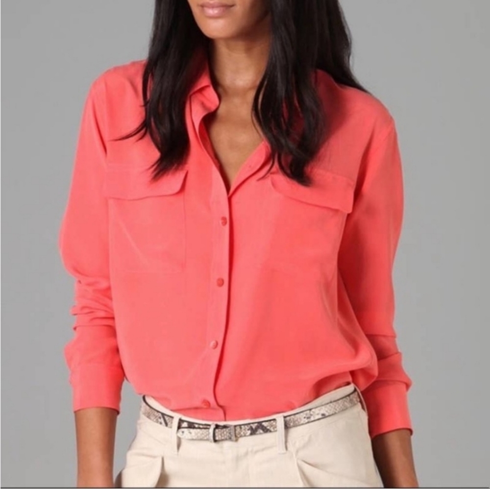 Equipment 100% silk button down size large